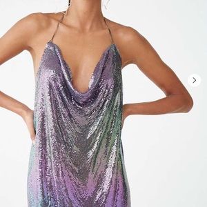 *NEW WITH TAGS* rainbow chainmail halter dress